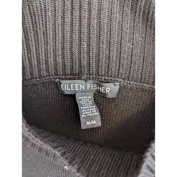 Eileen Fisher Merino Mock Neck Top in Regenerative Wool Black size M Orig. $278 - Picture 9 of 11
